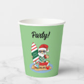 Funny Merry Christmas Santa on Summer Surf Beach Papieren Bekers (Voorkant)