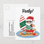 Funny Merry Christmas Santa on Summer Surf Beach Uitnodiging Briefkaart (Voorkant / Achterkant)