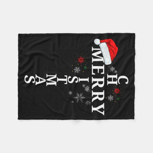 Funny Merry Christmas Xmas Cross Christian Snow  Fleece Deken (Voorkant (Horizontaal))
