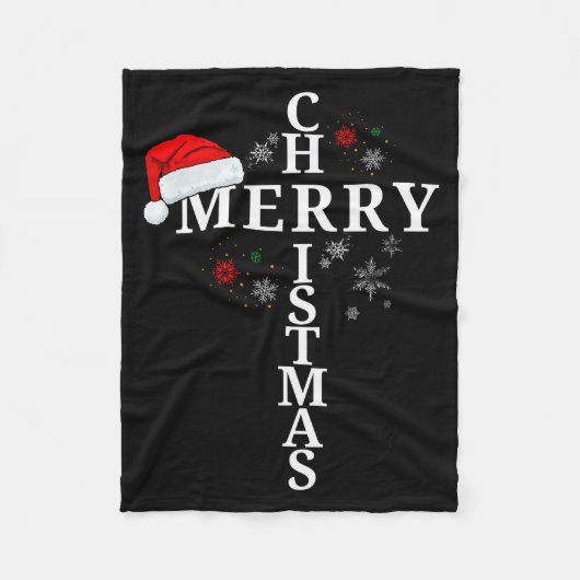 Funny Merry Christmas Xmas Cross Christian Snow  Fleece Deken (Voorkant)