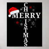 Funny Merry Christmas Xmas Cross Christian Snow  Poster (Voorkant)