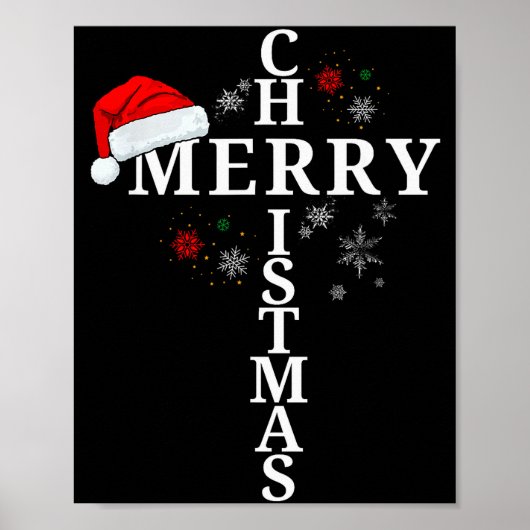 Funny Merry Christmas Xmas Cross Christian Snow  Poster (Voorkant)