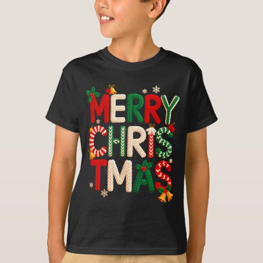 Funny Merry Christmas Yarn Crochet Knitting Quilte T-shirt (Voorkant)