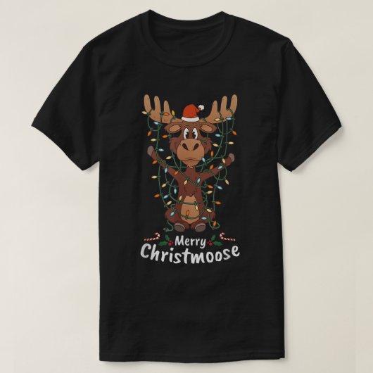 Funny Merry Christmoose | Cute Christmas Moose T-shirt (Design voorkant)