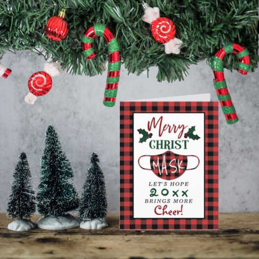 Funny "Merry Christus Mask" Modern Feestdagen Kaart