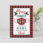 Funny "Merry Christus Mask" Modern Feestdagenkaart (Staand voorkant)