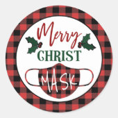 Funny "Merry Christus Mask" Modern Holiday Ronde Sticker (Voorkant)