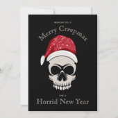 Funny Merry Creepmas Skull Santa Hat Holiday Kaart (Voorkant)