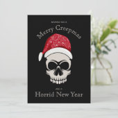 Funny Merry Creepmas Skull Santa Hat Holiday Kaart (Staand voorkant)