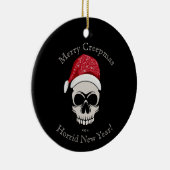 Funny Merry Creepmas Skull Santa Names Keramisch Ornament (Rechts)