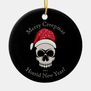 Funny Merry Creepmas Skull Santa Names Keramisch Ornament
