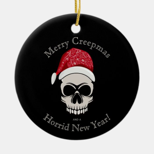 Funny Merry Creepmas Skull Santa Names Keramisch Ornament (Voorkant)