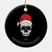 Funny Merry Creepmas Skull Santa Names Keramisch Ornament (Achterkant)
