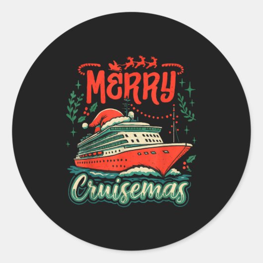 Funny Merry Cruisemas Holiday Cruise Vacation  Ronde Sticker (Voorkant)
