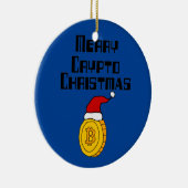 Funny Merry Crypto KerstBitcoin in Santa hat Keramisch Ornament (Rechts)