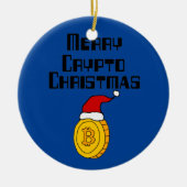 Funny Merry Crypto KerstBitcoin in Santa hat Keramisch Ornament (Voorkant)