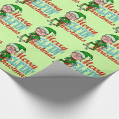 Funny Merry Elfin Kerstmis Bah Humbug Cadeaupapier (Hoek)