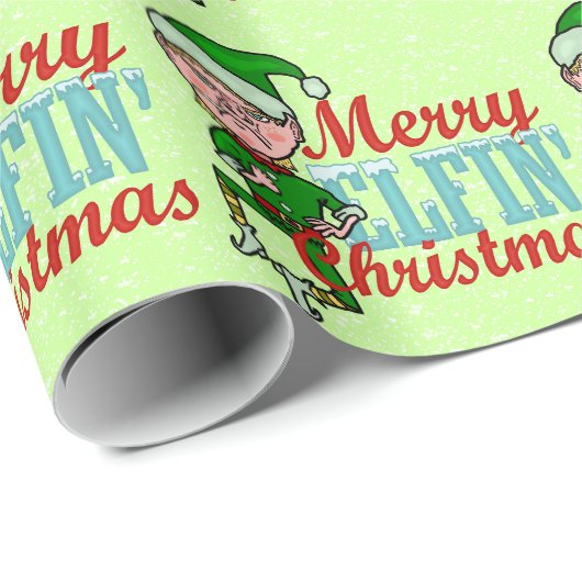 Funny Merry Elfin Kerstmis Bah Humbug Cadeaupapier (Rol Hoek)