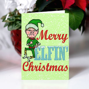 Funny Merry Elfin Kerstmis Bah Humbug Feestdagen Kaart