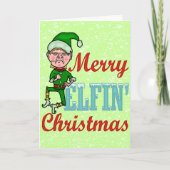 Funny Merry Elfin Kerstmis Bah Humbug Feestdagen Kaart (Voorkant)