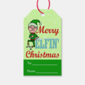 Funny Merry Elfin Kerstmis Bah Humbug Holiday Cadeaulabel (Voorkant)