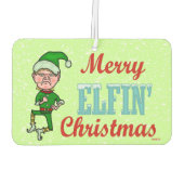 Funny Merry Elfin Kerstmis Bah Humbug Holiday Luchtverfrisser (Achterkant)