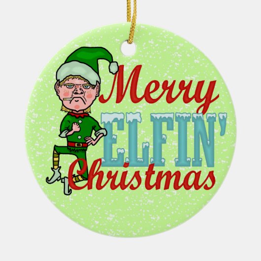 Funny Merry Elfin Kerstmis Bah Humbug Keramisch Ornament (Voorkant)