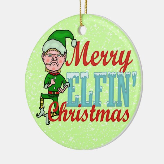 Funny Merry Elfin Kerstmis Bah Humbug Keramisch Ornament (Links)
