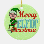 Funny Merry Elfin Kerstmis Bah Humbug Keramisch Ornament (Achterkant)