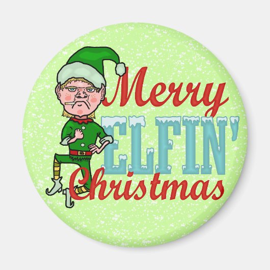 Funny Merry Elfin Kerstmis Bah Humbug Magneet (Voorkant)