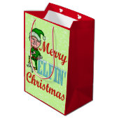 Funny Merry Elfin Kerstmis Bah Humbug Medium Cadeauzakje (Achterkant Gekanteld)