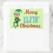 Funny Merry Elfin Kerstmis Bah Humbug Rechthoekige Sticker (Tas)