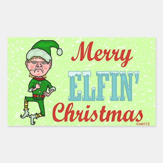 Funny Merry Elfin Kerstmis Bah Humbug Rechthoekige Sticker (Voorkant)