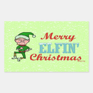 Funny Merry Elfin Kerstmis Bah Humbug Rechthoekige Sticker