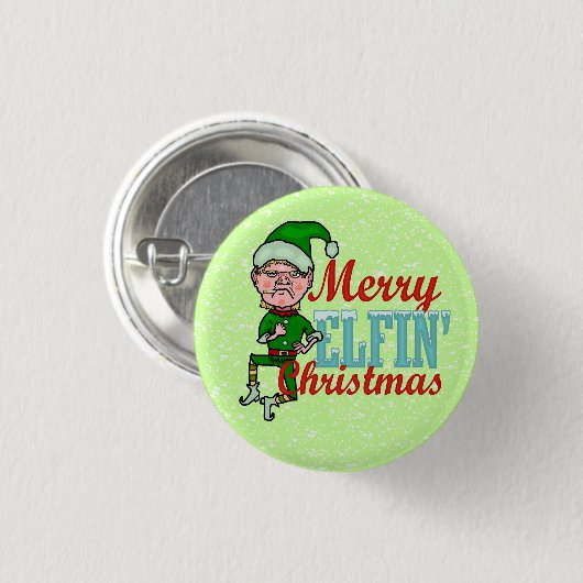 Funny Merry Elfin Kerstmis Bah Humbug Ronde Button 3,2 Cm (Voorkant /achterkant)