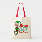 Funny Merry Elfin Kerstmis Bah Humbug Tote Bag (Voorkant)