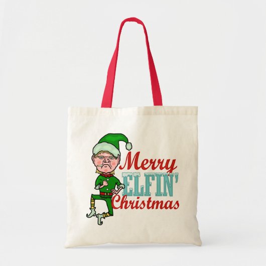 Funny Merry Elfin Kerstmis Bah Humbug Tote Bag (Voorkant)