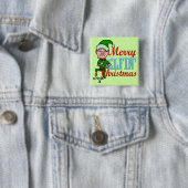 Funny Merry Elfin Kerstmis Bah Humbug Vierkante Button 5,1 Cm (In situ)