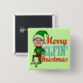 Funny Merry Elfin Kerstmis Bah Humbug Vierkante Button 5,1 Cm (Voorkant /achterkant)