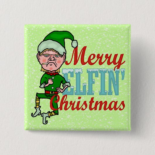 Funny Merry Elfin Kerstmis Bah Humbug Vierkante Button 5,1 Cm (Voorkant)