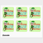 Funny Merry Elfin Kerstmis Bah Humbug Vierkante Sticker (Vel)