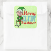 Funny Merry Elfin Kerstmis Bah Humbug Vierkante Sticker (Tas)