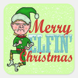 Funny Merry Elfin Kerstmis Bah Humbug Vierkante Sticker