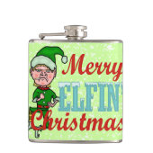 Funny Merry Elfin met Kerstmis Heupfles (Voorkant)