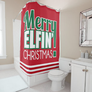 Funny Merry Elfin's kerstgordijn Douchegordijn
