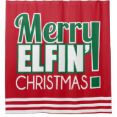 Funny Merry Elfin's kerstgordijn Douchegordijn (Voorkant)