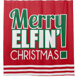 Funny Merry Elfin's kerstgordijn Douchegordijn
