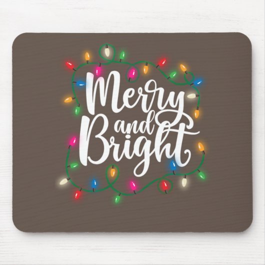 Funny Merry en Bright kerstlampje Muismat (Voorkant)