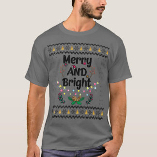 Funny Merry en Bright kerstlampje T-shirt