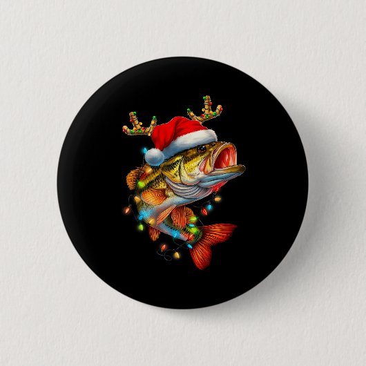 Funny Merry Fishmas B Fish Fishing Christmas Xmas  Ronde Button 5,7 Cm (Voorkant)
